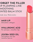 LAWLESS Forget the Filler Lip Plumping Line Smoothing Tinted Balm, Juicy Watermelon, Pink, 0.1 Ounce / 2.9 ml