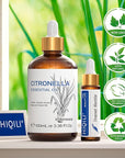 HIQILI 100ML Citronella Oil for Homemade Sprays, Add to Diffuser, 100% Pure and Natural Undiluted 3.38 Fl Oz