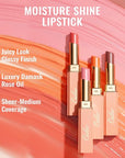 Oulac Moisturizing Shine Lipstick For Women Christmas Set 3PCS, 2 in 1 Tinted Lip Balm for Winter, Hydrated Juicy and Glossy Lip Color for Dry, Cracked and Chapped Lips, Vegan 01+04+08