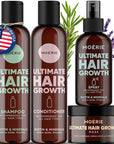 Moerie Shampoo and Conditioner Plus Hair Mask and Spray Mega Pack – The Ultimate Growth Care – For Longer, Thicker, Fuller Hair - Volumizing Products – Paraben & Silicone Free - 4 items