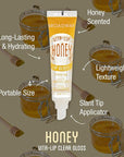 Ruby Kisses Broadway Vita-Lip Clear Lip Gloss (7 Pack) Ultra-Hydrating & Soothing Formula with Vitamins, High-Shine Non-Sticky Finish Lip Balm with Honey, Argan Oil, Shea, Mango Butter, Cherry, Peach
