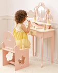OOOK Kids Vanity Table and Chair Set with Lights, Makeup Vanities with Touch Screen 3 Colors, Pink Girls Vanitys, Enough for Real and Pretend Makeup, Toddler Vanity for 3 Year Old