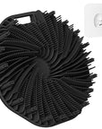 ManmiHealth Silicone Body Scrubber Shower Brush, Upgrade Super-Exfoliating Shower Scrubber with Non-Slip Hand Strap for All Skin Types, Silicone Body Buffer for Use in Shower with a Free Hook (Black)