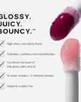 Saie Glossybounce - Hydrating Lip Gloss and Tinted Lip Oil Hybrid with Hyaluronic Acid & Jojoba Oil for Non-Sticky, Ultra-Shiny, Plump & Soft Lips - Everyday Makeup Essential - Splash (.17 oz)