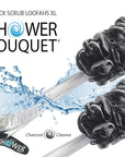 SHOWER BOUQUET Loofah-Charcoal Back-Scrubber 2-Pack // Long-Handle Bath-Sponge Brush/Extra Large Soft Mesh Loofa-Lufa-Loufa for Men & Women - Exfoliate with Full Pure Cleanse in Bathing Accessories