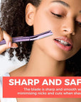 ZOMCHI Eyebrow Razor, Face Razors for Women&Men, Eyebrow Trimmer Shaper with Precision Cover, Facial Shaver with 6 Blades (Purple)