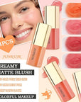 4PCS Liquid Blush,Soft Lightweight Cream Face Blush,Moisturizing Long & Eye