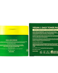 Vegan J Daily Toner Pads | Exfoliating, Hydrating, Moisturizing | Vegan K-Beauty | Oasis-Plant Complex 53,000ppm | Pore Refining & Skin Soothing | 100% Cotton (60 Pads)