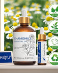 HIQILI 100ML Chamomile Essential Oil, Pure & Natural Chamomile Oil for Diffueser, Skin, Soap, Shampoo - 3.38 Fl Oz