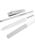 Tweezerman Glass Manicure Set Includes Nail Clipper, Cuticle Pusher, Glass Nail File, and Glass Nail Buffer