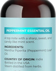 Peppermint Essential Oil for Diffuser Aromatherapy - 100% Pure Peppermint Oil for Hair Skin and Nails Plus Undiluted Refreshing Aromatherapy Essential Oil for Diffusers Baths and Topical Uses 1oz
