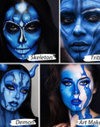UCANBE Blue Face Body Paint Makeup Foundation, Professional Non-Toxic Greasepaint Palette for Kids & Adults Party, Cream Facepaints for Halloween Cosplay Theater Costume Stage SFX Dress-Up Makeup