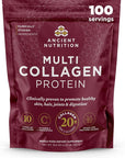 Ancient Nutrition Collagen Peptides Powder, Multi Collagen Protein, Women & Men, Vitamin C, Probiotics, Hydrolyzed Collagen, Supports Skin, Joints, Gut Health, Unflavored, 100 Servings