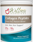 Wellness Resources Collagen Peptides - Pasture Raised, Grass Fed 100% Collagen Protein - Hydrolyzed Type I and III Collagen Peptides Powder, Unflavored (500 Grams/ 17.6 Ounces)