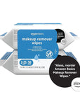 Amazon Basics Make Up Remover Wipes, Fragrance Free, 25 Count, Pack of 2 (Previously Solimo)