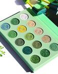 Afflano Green Eyeshadow Palette, Green Glitter Eyeshadow Highly Pigmented, Forest Emerald Christmas Makeup Palettes, Yellow Lime Grass Greenish Makeup Eye Shadow Pallet 15 Color