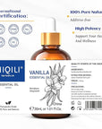 HIQILI 1 Fl Oz Vanilla Essential Oil, Undiluted Natural Strong Fragrance Add in Skin Perfume, Unscented Lotion, Candle Soap Making Scent, Relax at Home with Diffuse Warm Sweet Aroma