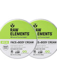 Raw Elements Face and Body Mineral Sunscreen SPF 30 Tin, Organic Sunblock Daily Protection, Non Toxic Reef Safe, Water Resistant, Cruelty Free, Plastic Free, 3 oz (Pack of 2)