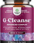 GCleanse Uric Acid Support Supplement - Uric Acid Cleanse Joint Support Supplement with Chanca Piedra Tart Cherry Celery Seed Extract and Bromelain - Herbal Liver and Kidney Cleanse Detox and Support