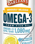 Barlean's Lemon Crème Omega 3 Fish Oil Liquid Supplement, 1080mg of Omega 3 EPA & DHA Fatty Acid, Smoothie Flavored & Burpless for Brain, Joint, & Heart Health, 16 oz