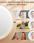 Makeup Mirror with Lights, 1x/20x 360ยฐ Rotation Vanity Mirror, Brightness Adjustable Lighted Makeup Mirror with Magnification, 5000 mAh Rechargeable Double Sided Mirror with 3 Colors, Gift for Women