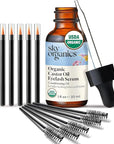 Sky Organics Organic Castor Oil Eyelash & Brow Serum, Hexane-Free Conditioning Oil that Promotes Fuller Looking Lashes & Eye Brows, 100% Pure & Cold-Pressed 1 fl. Oz. / 30 ml