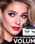 Ardell Mega Volume 255 False Eyelashes - Extra Full, 3D Layered Wispy Lashes with NeverFlat Curl Technology - Reusable False Strip Lashes, 4 Pairs