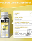 HIQILI Lemon Essential Oil for Cleaning, Degreasing & Household Use, Skin Care, Aromatherapy, Diffuser - 16 Fl Oz