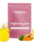 Brightening Eveloria Turmeric & Kojic Acid 30 Face Pads – Gentle Exfoliating & Cleansing Pads for Dark Spots, Uneven Tone & Dull Skin – Natural Glow with Turmeric, Kojic Acid & Vitamin C