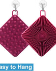 Silicone Body Scrubber Women, Dual-Sided Design Exfoliating Body Brush Buffer Scrubber and Scalp Massager, Shower Scrubber for Body, Silicone Loofah, Ergonomic No-Slip, Easy to Clean Clean(Red)