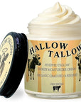 Hallow Tallow Whipped Beef Tallow Moisturizer – 100% Grass-Fed & Finished Tallow Balm with Manuka Honey, Jojoba & Olive Oil, Calendula Extract – Natural Hydrating Face & Body Cream, 4oz