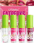 4 Colors Lip Oil Lip Glaze,Hydrating Tinted Plumping Lip Gloss,Clear Pink Shiny Glow Reviver Lip Care Oil,Longlasting Non-sticky Transparent Lip Oil,Women's Day Makeup Gift Kit for Women-SetA