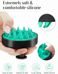 HEETA Scalp Massager Hair Growth, Soft Silicone Scalp Scrubber Shampoo Brush for Exfoliation, Dandruff Removal Head Massage Stress Relax, Wet & Dry Use for Thick Thin Curly Hair Care, Turquoise Black