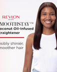 REVLON SmoothStay Coconut Oil Infused Hair Straightener - Flat Iron Hair Straightener for Sleek Straight Hairstyles, Enhanced Shine and Moisture (1 in)