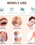 Facial Hair Removal Eyebrow Trimmer - Facial Shaver Device 2 in 1 Remover for Face Peach Fuzz Eyebrow Nose Ear Hair Chin Lips Armpit with LED Light Rechargeable for Women Men Travel Size (White)