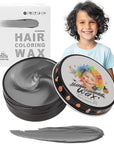 Temporary Dark Gray Hair Color Wax for Kids, Women Men Colored Hair Styling Mud, Washable Style Dye for Girls Boys Teens, DIY Instant Hair Coloring Gel Cream for Cosplay Halloween Children's Day