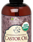 US Organic Castor Oil, USDA Certified Organic,Expeller Pressed, Hexane Free, 100% Pure & Natural moisturizing and emollient properties, For Skin, Hair Care, Eyelashes, DIY projects (8 oz (240 ml))