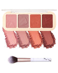 Matte Face Blush Palette Kit with Brush-4 Colors Pink Purple Orange Silky Mineral Blendable Blusher Contour Powder for Cheeks,Longlasting Professional Facial Beauty Makeup Gift for Women Girl-Set 01