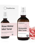 Rose Water Spray for Face & Hair (2-Pack) - Organic USDA Certified Rosewater Facial Toner - Alcohol-Free Makeup Setting Hydrating Face Mist - Anti-Aging Toner Spray