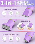 Bikini Trimmer 3 in 1 Electric Razor for Women - IPX7 Waterproof Wet & Dry Body Shaver, Pubic & Facial Hair Remover with Ceramic Blade, USB Rechargeable Dock & Gift Ready
