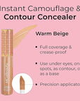 MCoBeauty Instant Concealer Camouflage & Contour, Warm Beige,