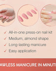 Ardell Nail Addict Naked Monarch, Press On Nails, Medium Almond Shape, Nail Kit, 1-Pack