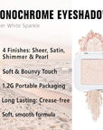 Glittler Single Eye Shadow Palette Makeup, Sheer White Sparkle Shimmer Monochrome Eyeshadow For Older Women, Pigmented Waterproof Sombras Para Ojos, Vegan, Talc, Paraben & Cruelty Free, 02