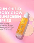 Kopari Sun Shield Body Glow, Broad Spectrum SPF 50, Lightweight Shimmering Gel Texture Absorbs Quickly, Non Sticky, Glowing Results, Gold 2 Pack