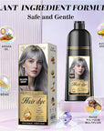 Natural Color Hair Dye Shampoo 3 IN 1, Instant Hair Coloring, Gray Coverage for Men & Women, Beard Dye Vegan Ammonia Free & Paraben-Free, Champú Para Canas Mujer & Hombre (SILVER GRAY)