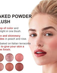 Baked Blush, Marbleized Blush for Cheeks, Shimmery Satin Finish Blushes Powder Palette, Buildable Color Natural Face Makeup Powder