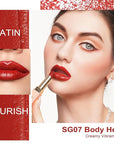 Oulac Red Lipsticks for Women, Deep Red Matte Lipstick, Full Coverage Lip Color, Satin Matte Finish, Cream Texture, Hydrating, Infused with Hyaluronic Acid, Vegan & Clean Beauty 4g SG07 Body Heat