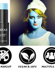 Light Blue Face Body Paint Stick, Eye Black Stick for Sports, Waterproof Full-Coverage Blue Face Makeup for Halloween Avatar Sally Corpse Bride Cosplay Makeup