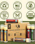 Earth's Daughter USDA Organic Lip Balm 12-Pack (2x 6-Packs) - Fruit Flavors, Beeswax, Coconut Oil, Vitamin E - Best Lip Repair Chapstick for Dry Cracked Lips - Moisturizing Lip Care