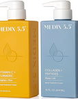 Medix 5.5 Vitamin C Lotion + Collagen Cream Anti Aging Moisturizer Skin Care Set, Collagen Lotion Targets Wrinkles, Sagging Skin, Crepey Skin, Vitamin C Cream Brightens & Hydrates Dry Skin, Bundle